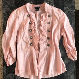 Blush Pink Ruffled Blazer with peplum bottom